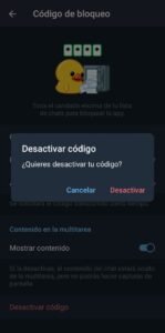 Función de Telegram numero 1. Bloquear Telegram con huella dactilar. Boton para desactivar codigo